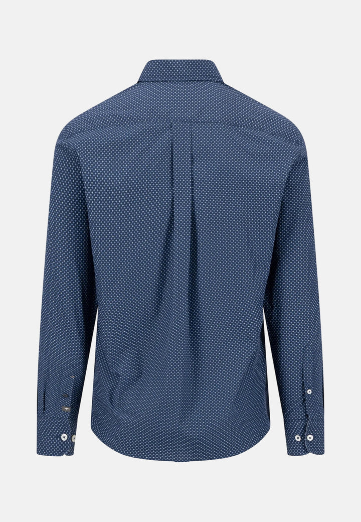 Minimal Print Button Down Shirt Ink Blue