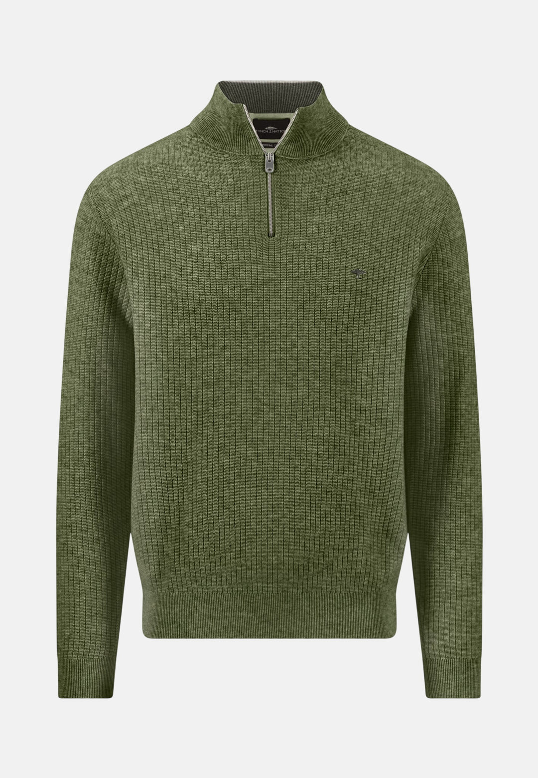 Ribbed Cotton 1/4 Zip Knit Moss
