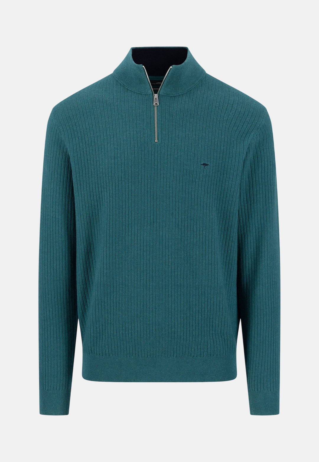 Ribbed Cotton 1/4 Zip Knit Teal