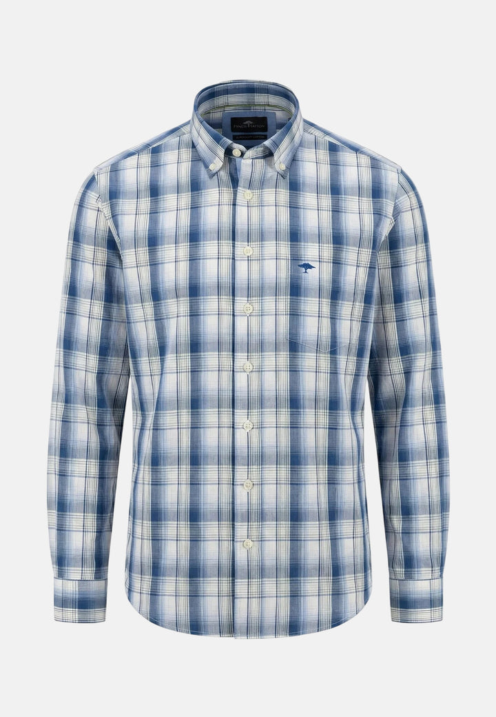 Poplin Check Button Down Shirt Harbour Blue