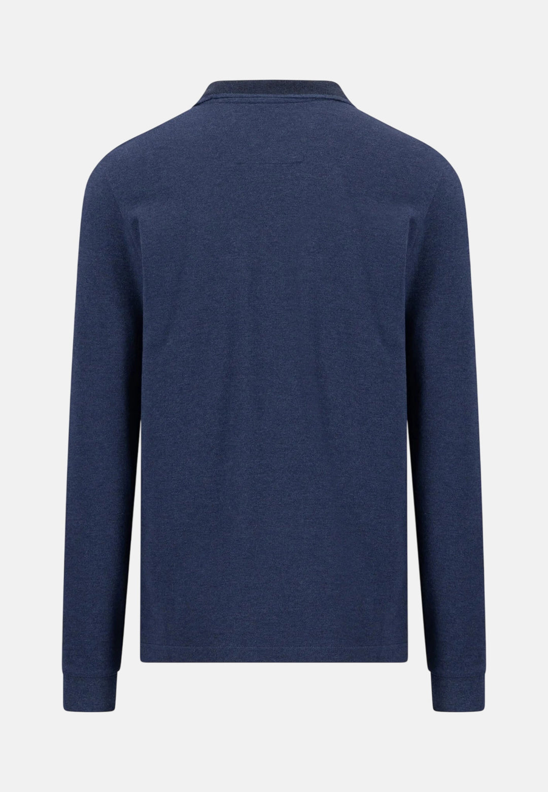 Melange Cotton Long Sleeve Polo Shirt Night