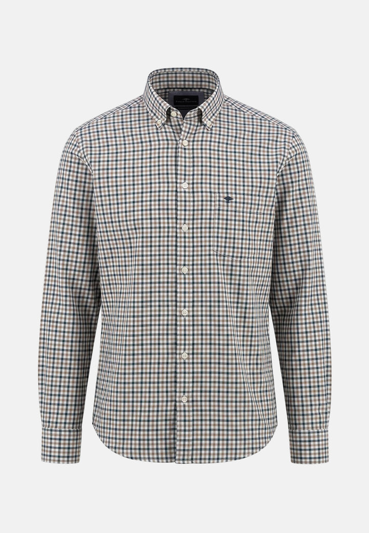 Dobby Check Button Down Shirt Teal