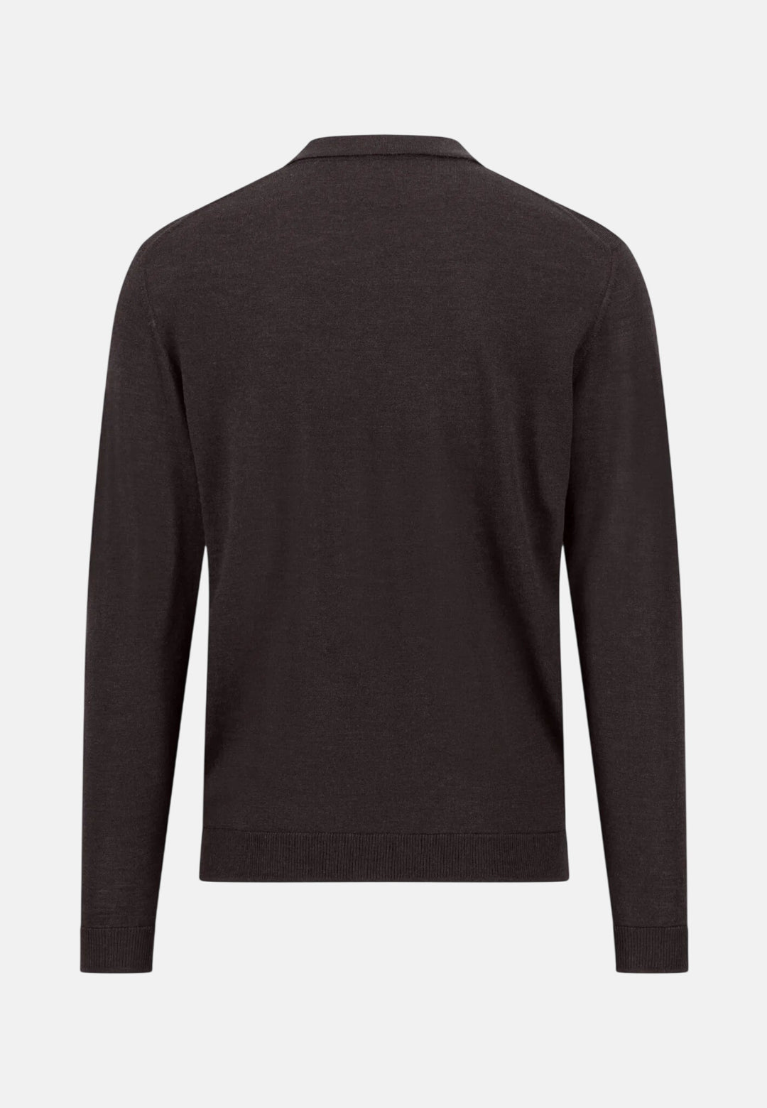 Merino Wool Fine Gauge Polo Collar Zip Cardigan Soil
