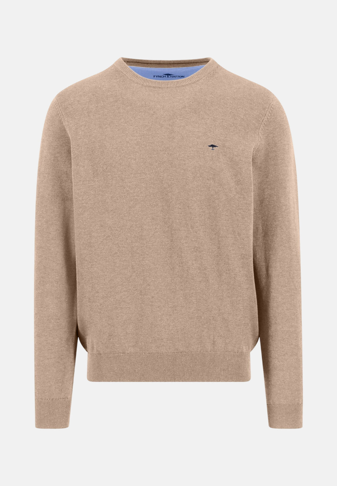 Fine Knit Cotton Crewneck Sweater Taupe