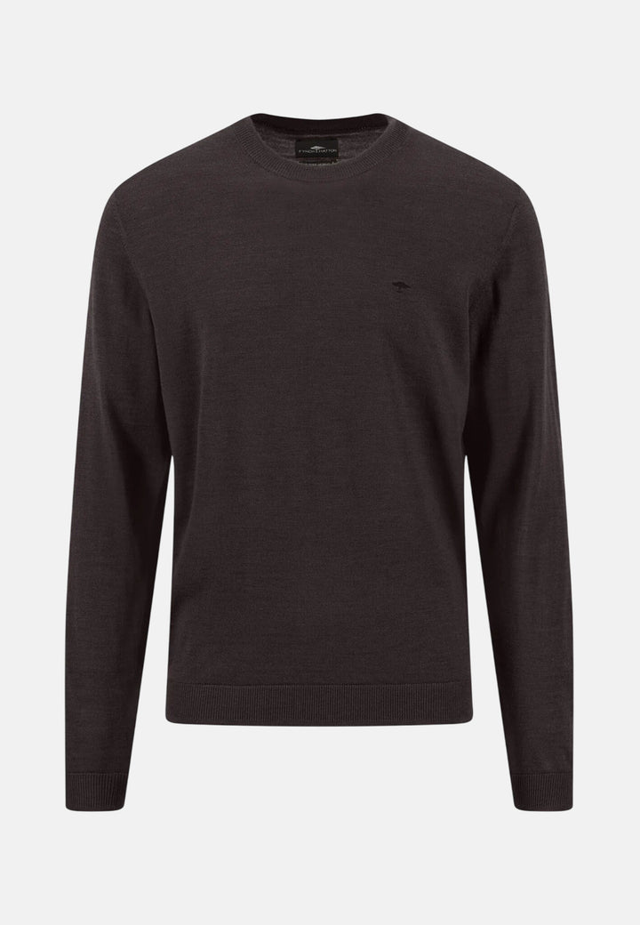 Merino Wool Fine Gauge Crewneck Knit Soil