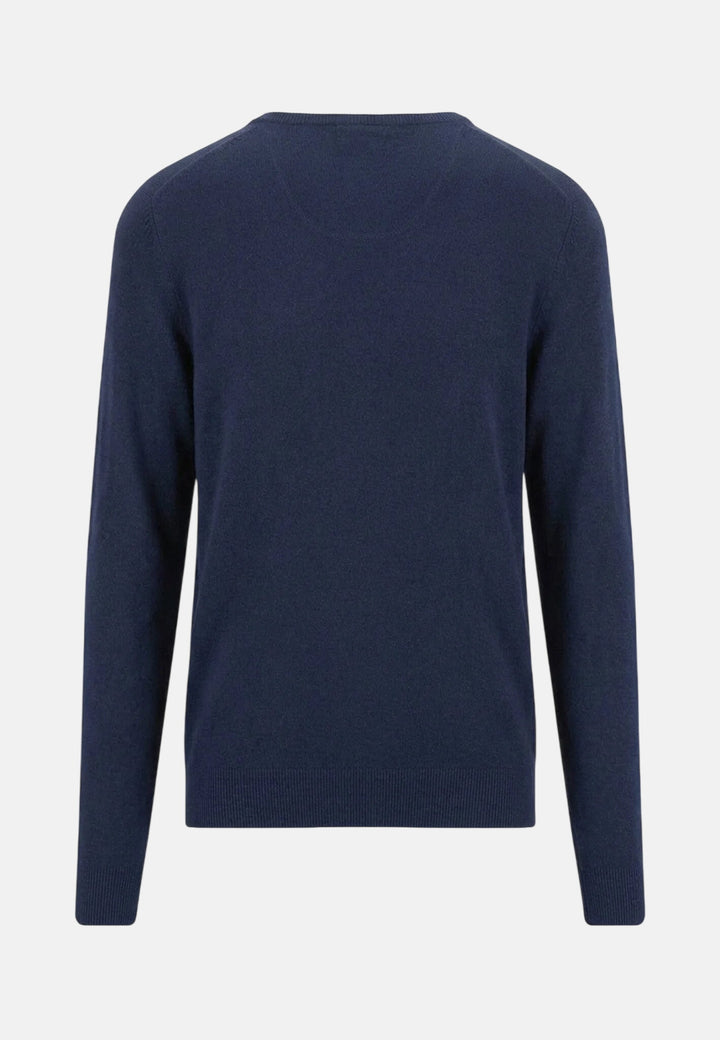 Merino Cashmere V-Neck Knit Ink Blue