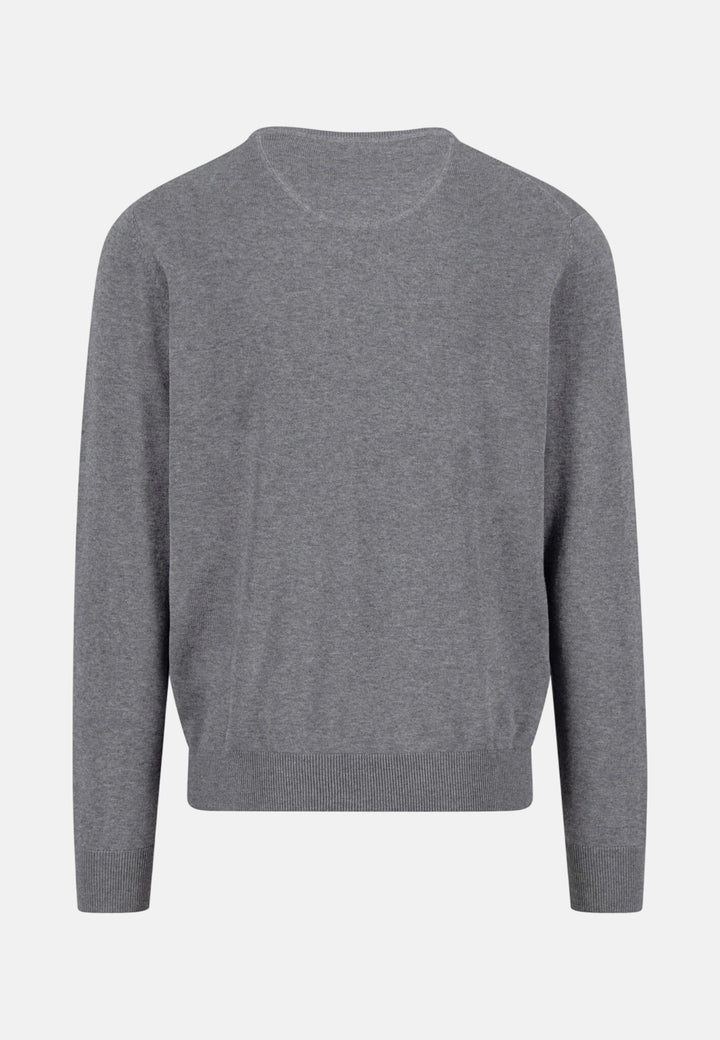Fine Knit Cotton Crewneck Sweater Steel