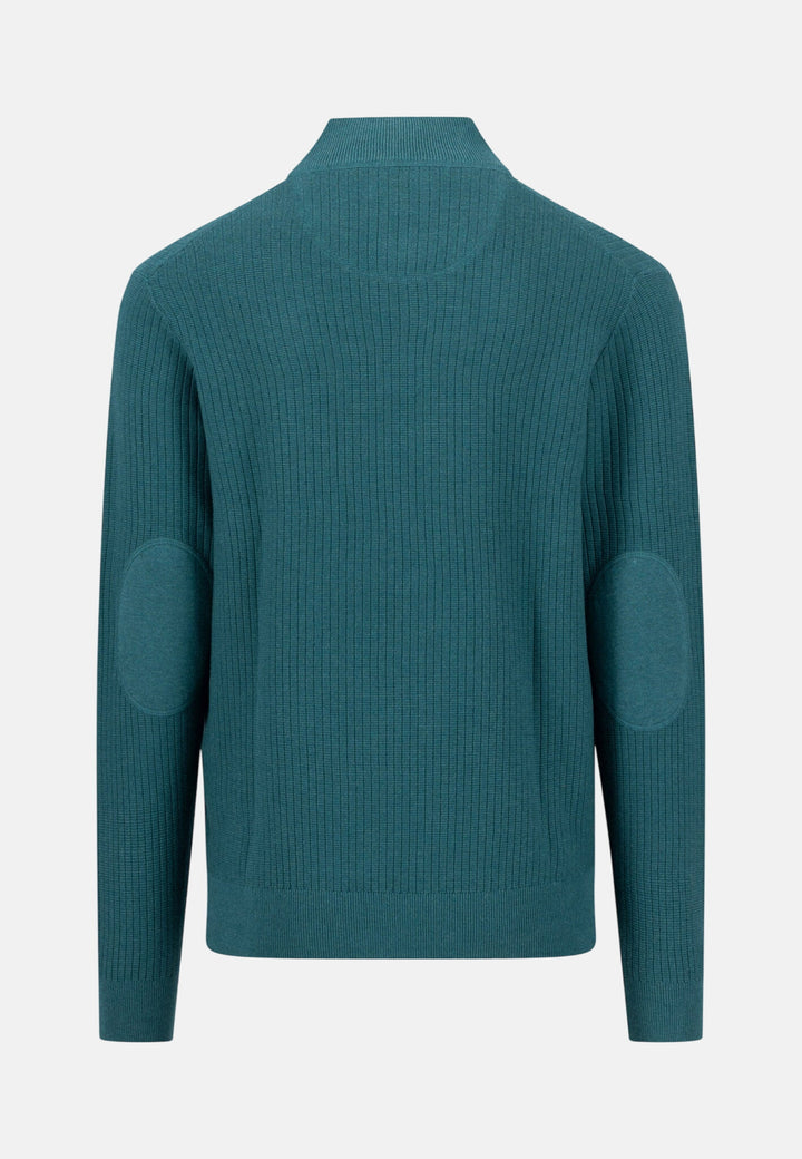 Ribbed Cotton 1/4 Zip Knit Teal