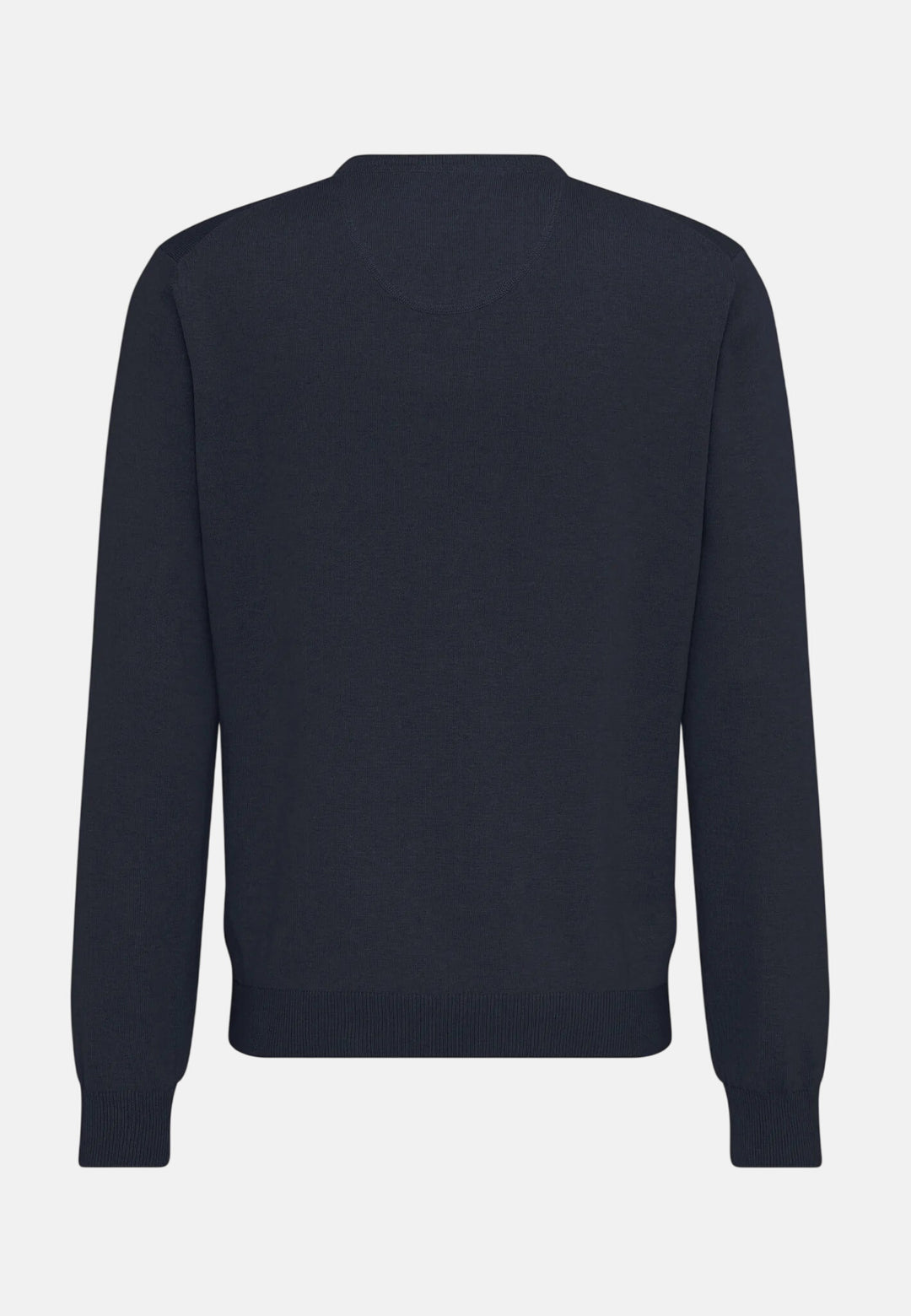 Fine Knit Cotton V-Neck Sweater Navy