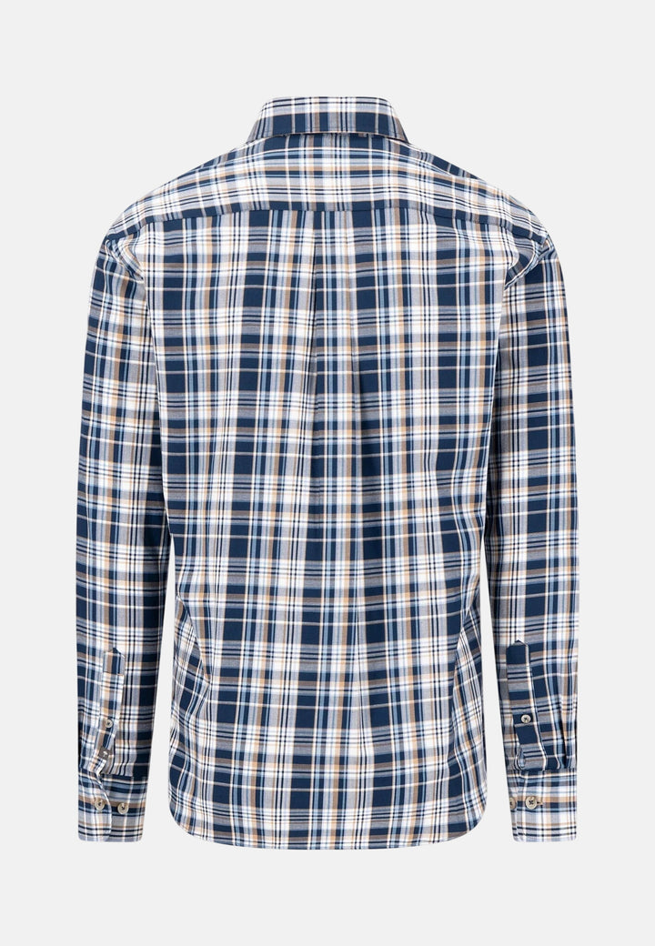 Twill Check Button Down Shirt Navy