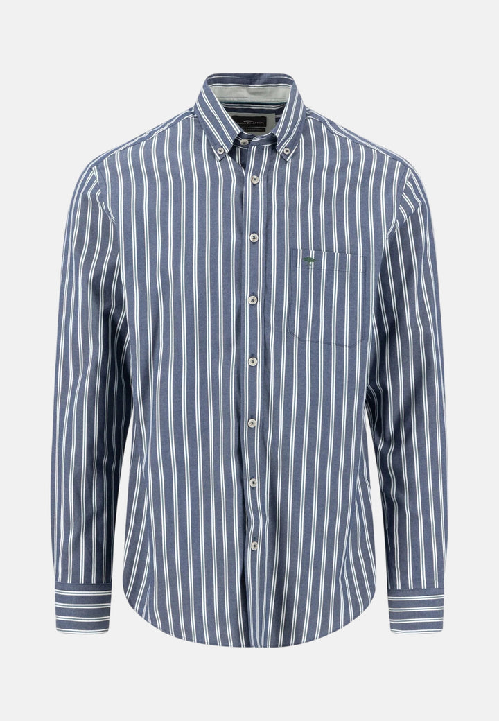 Striped Twill Button Down Shirt Teal