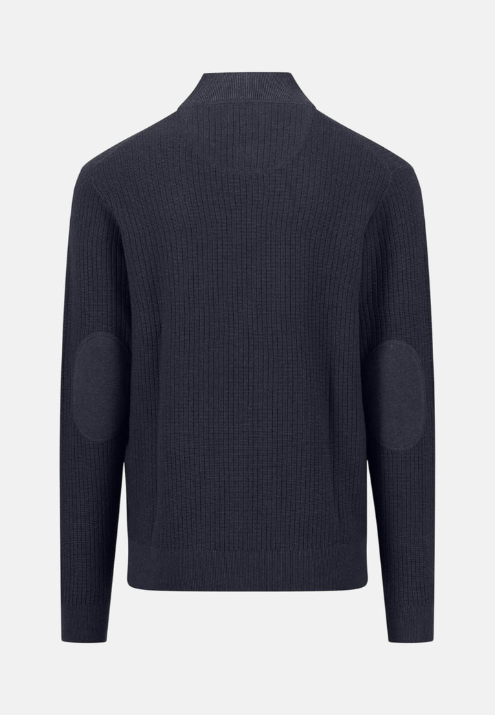 Ribbed Cotton 1/4 Zip Knit Navy