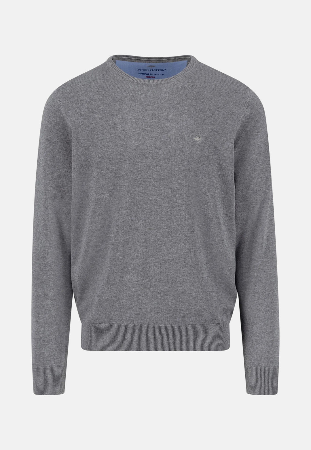 Fine Knit Cotton Crewneck Sweater Steel