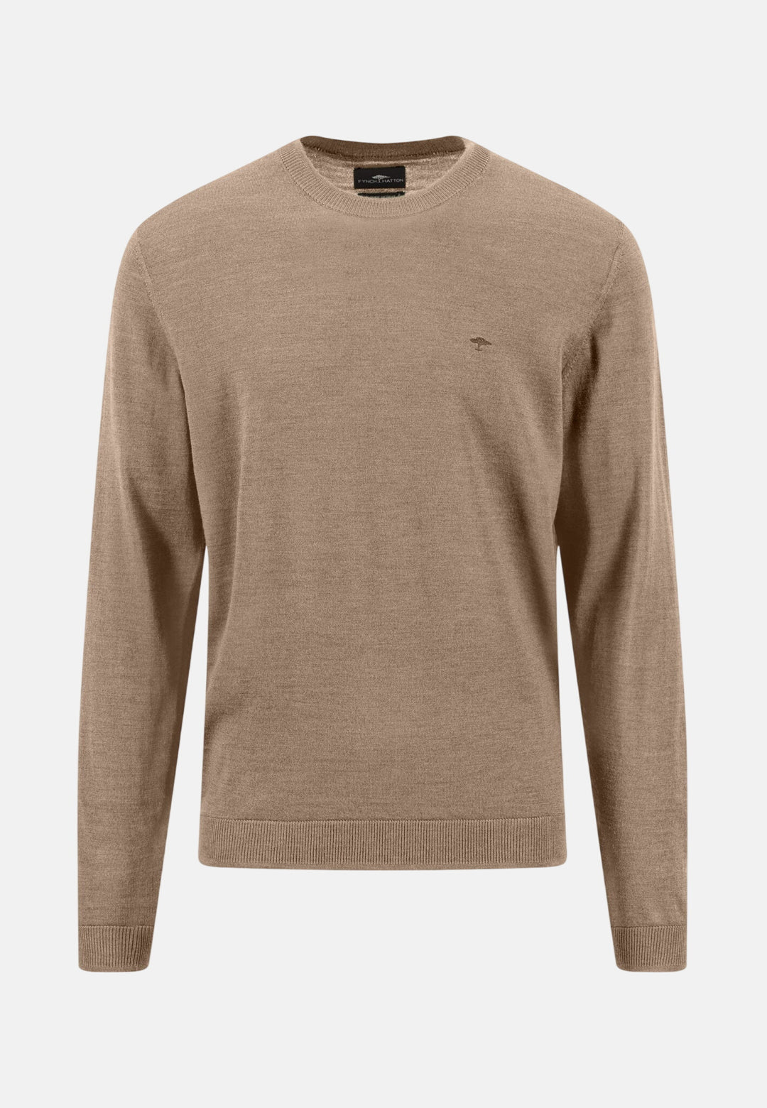 Merino Wool Fine Gauge Crewneck Knit Taupe