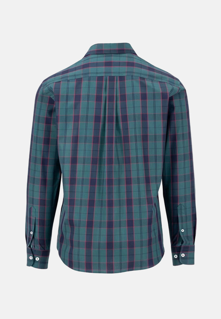 Egyptian Poplin Check Kent Collar Shirt Teal
