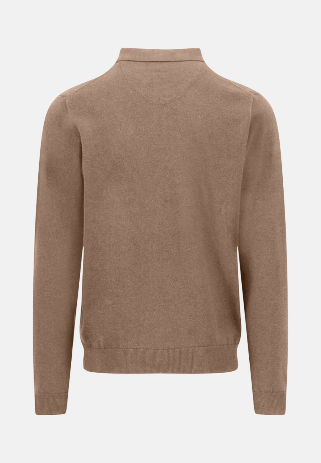 Polo Collar Fine Knit Cotton Sweater Affogato