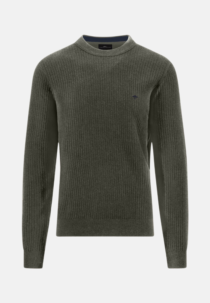 Ribbed Cotton Crewneck Knit Cypress