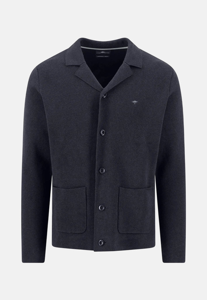Shawl Collar Cotton Cashmere Cardigan Navy