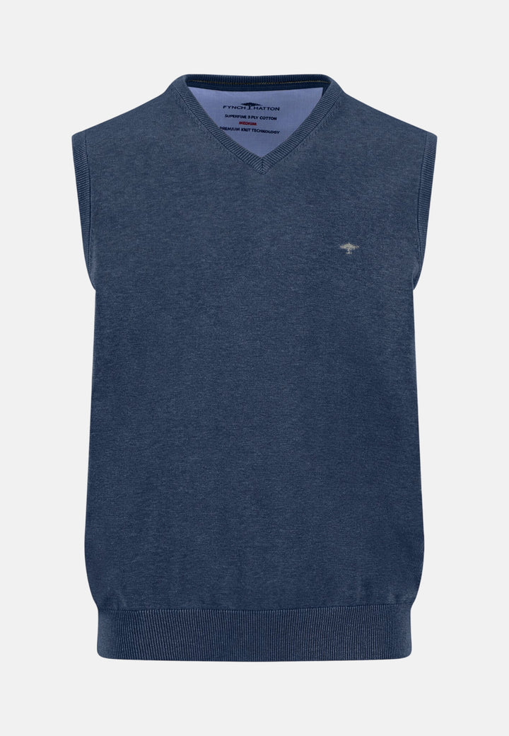 Superfine V-Neck Cotton Knit Vest Night