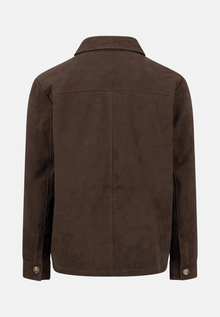 Light Padded Suede Leather Overshirt Soil