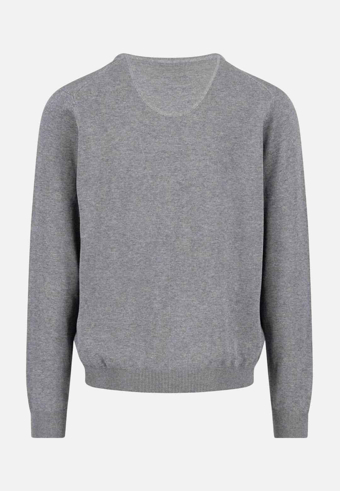 Fine Knit Cotton V-Neck Sweater Steel