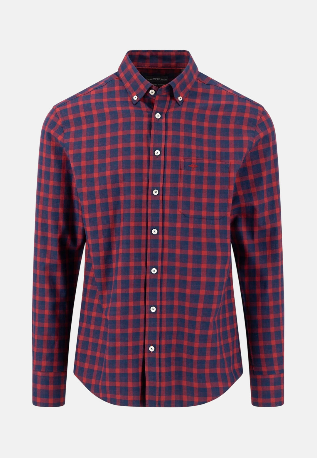 Two-Tone Check Button Down Shirt Brick
