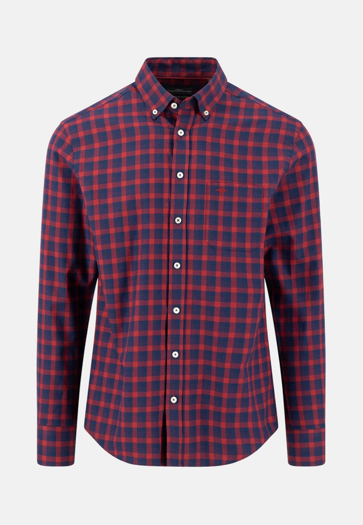 Two-Tone Check Button Down Shirt Brick