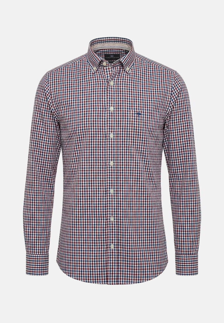 Poplin Vichy Check Button Down Shirt Cranberry Red