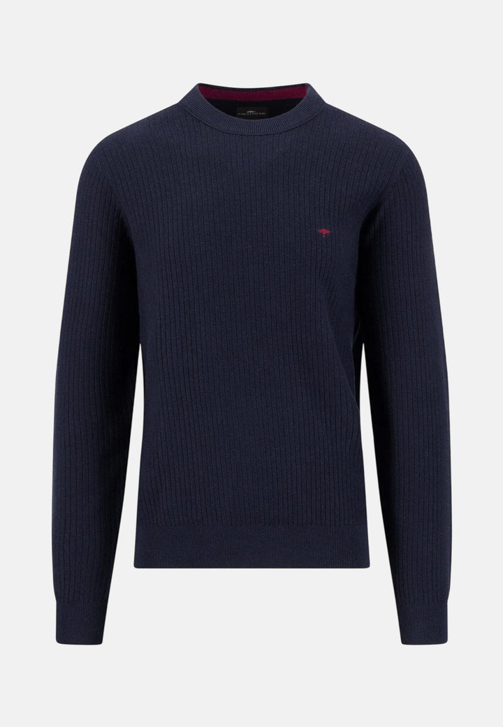 Ribbed Cotton Crewneck Knit Navy