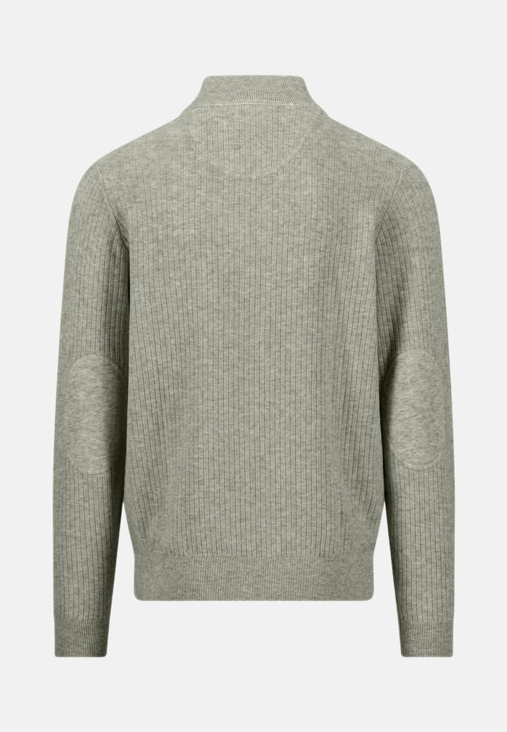 Ribbed Cotton 1/4 Zip Knit Clay