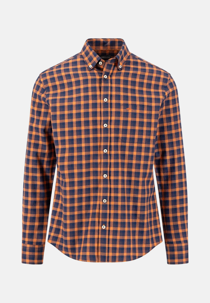 Two-Tone Check Button Down Shirt Sienna