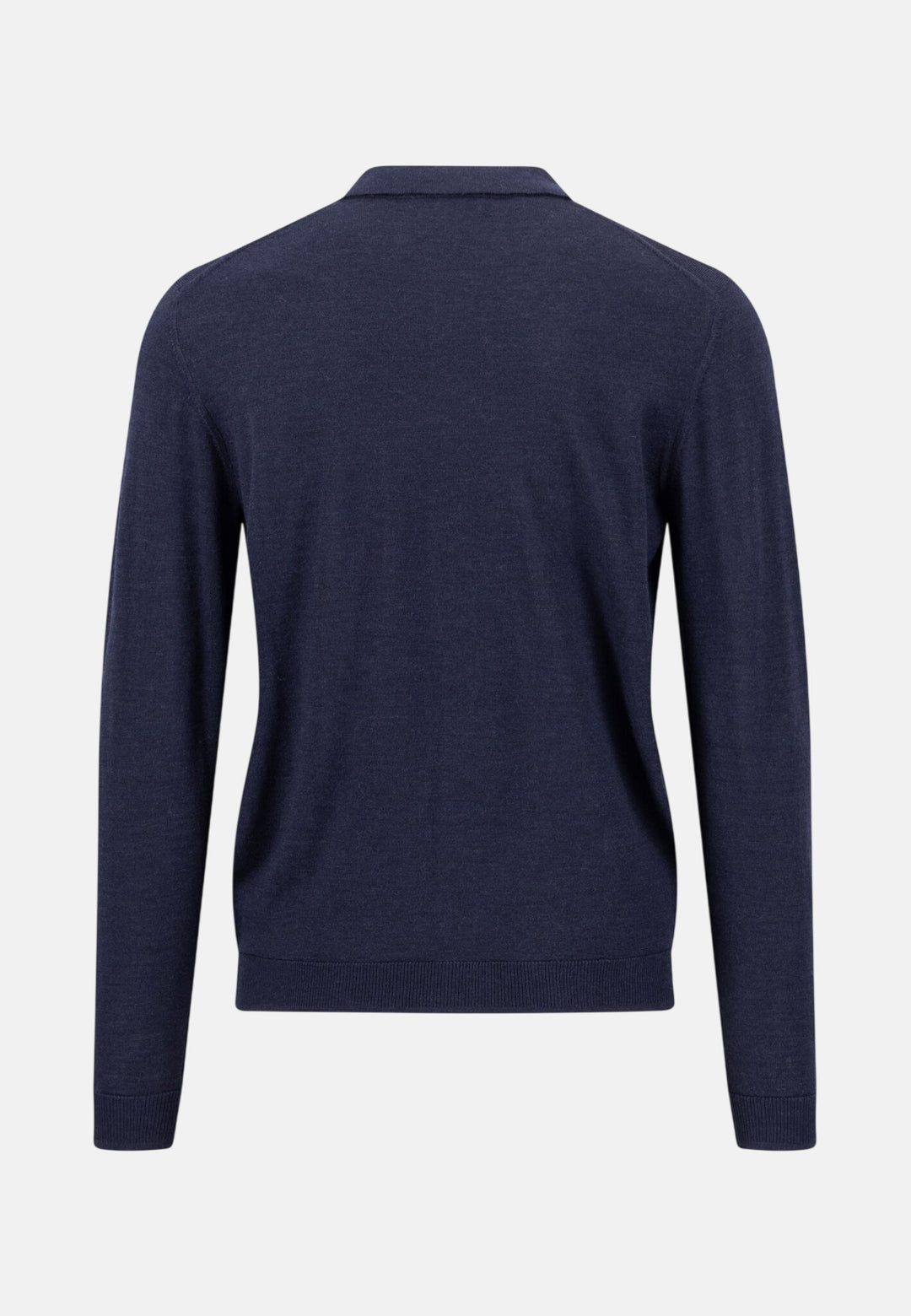 Merino Wool Fine Gauge Polo Button Cardigan Navy