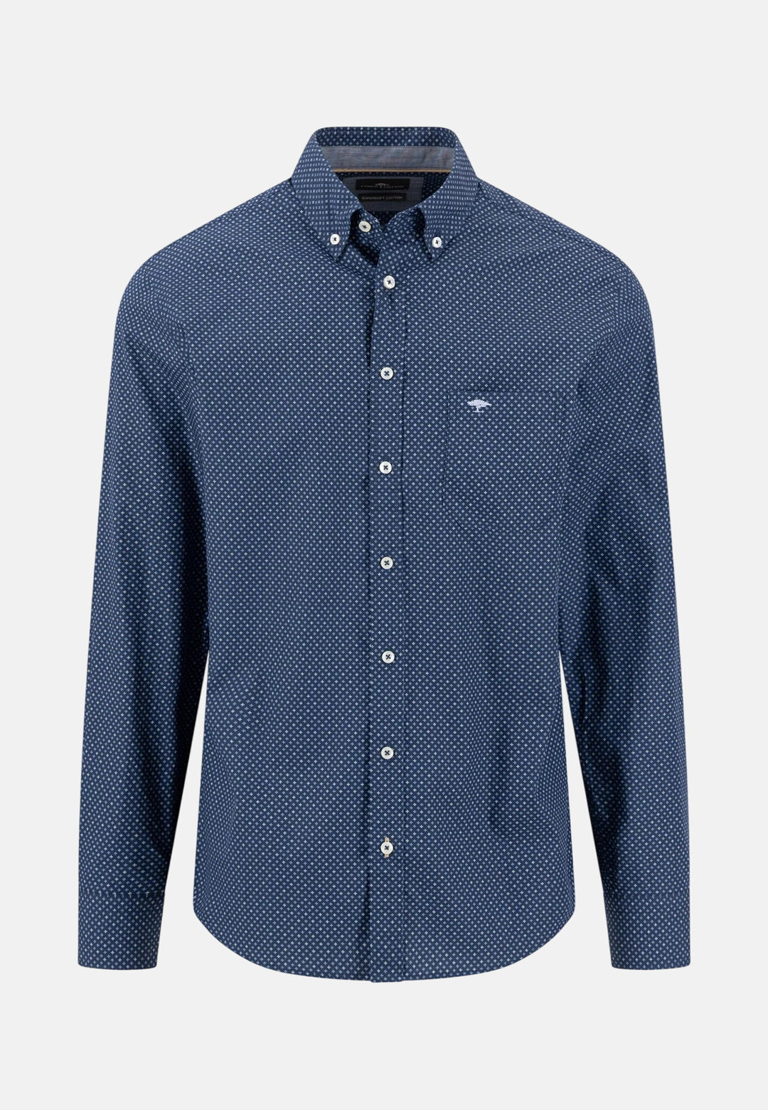 Minimal Print Button Down Shirt Ink Blue