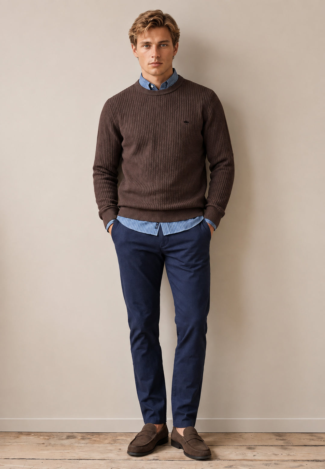 Ribbed Cotton Crewneck Knit Soil