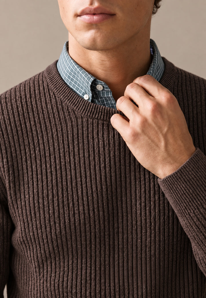 Ribbed Cotton Crewneck Knit Soil